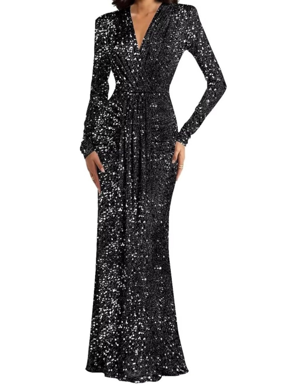 ROXANE Black Velvet Sequin Formal Gown Size 14